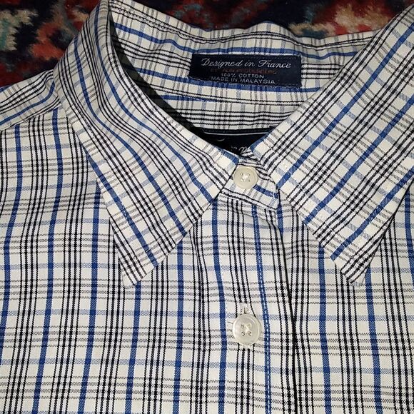 RARE FACONNABLE Albert Goldberg France Mens Dress Button Up Casual Plaid Shirt S - Picture 1 of 16